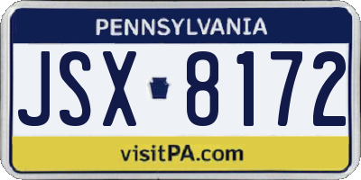 PA license plate JSX8172