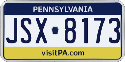 PA license plate JSX8173