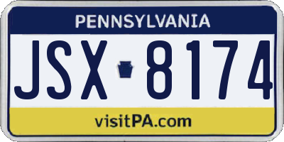 PA license plate JSX8174