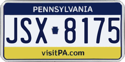 PA license plate JSX8175