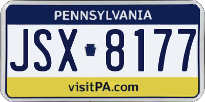 PA license plate JSX8177