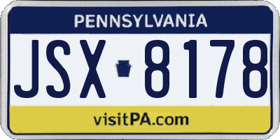 PA license plate JSX8178