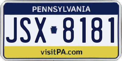 PA license plate JSX8181