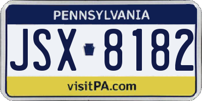PA license plate JSX8182
