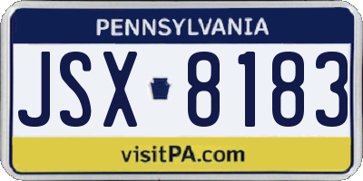 PA license plate JSX8183