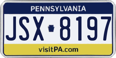 PA license plate JSX8197