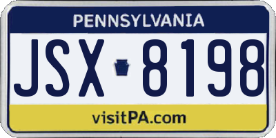 PA license plate JSX8198