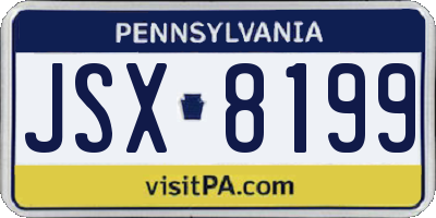 PA license plate JSX8199