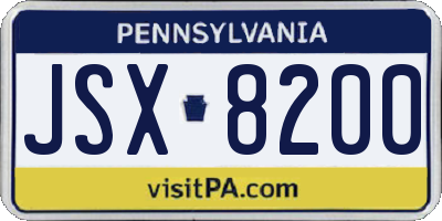 PA license plate JSX8200