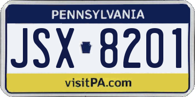 PA license plate JSX8201