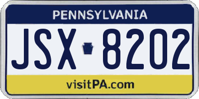 PA license plate JSX8202