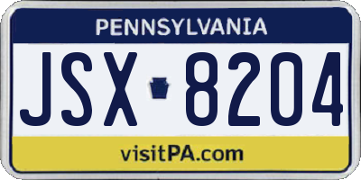 PA license plate JSX8204