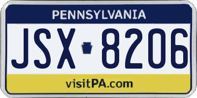 PA license plate JSX8206