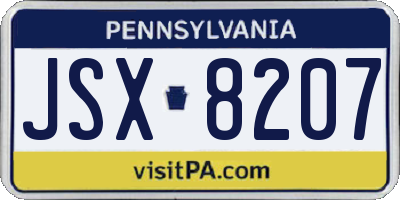 PA license plate JSX8207