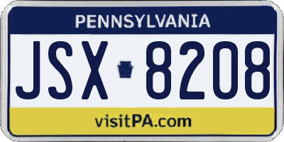 PA license plate JSX8208