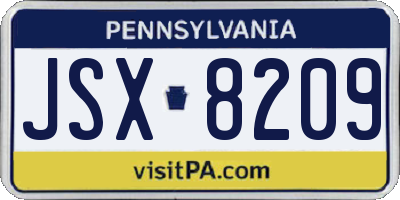 PA license plate JSX8209