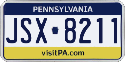 PA license plate JSX8211