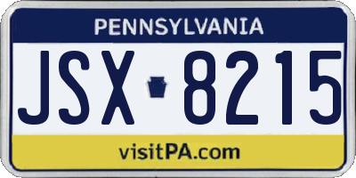 PA license plate JSX8215