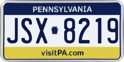 PA license plate JSX8219