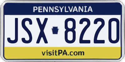 PA license plate JSX8220
