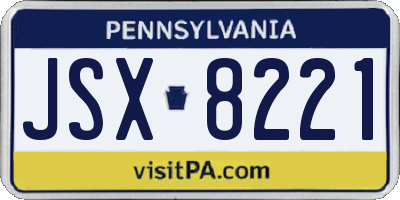 PA license plate JSX8221