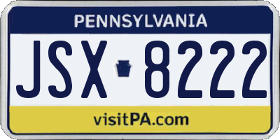 PA license plate JSX8222