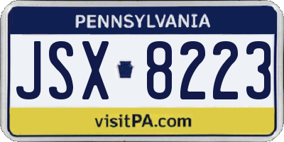 PA license plate JSX8223