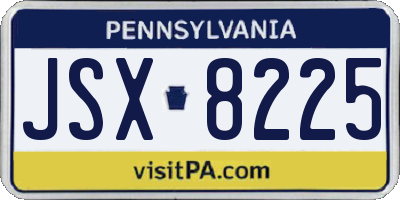 PA license plate JSX8225