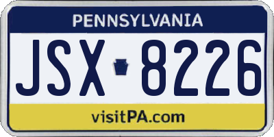 PA license plate JSX8226