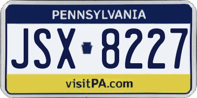 PA license plate JSX8227