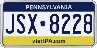 PA license plate JSX8228