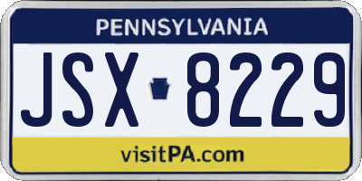 PA license plate JSX8229