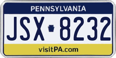 PA license plate JSX8232