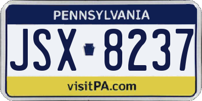 PA license plate JSX8237