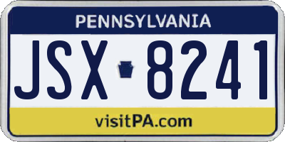 PA license plate JSX8241