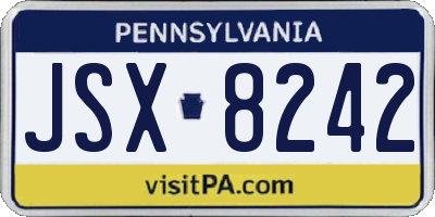 PA license plate JSX8242