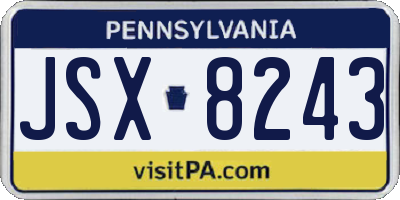 PA license plate JSX8243