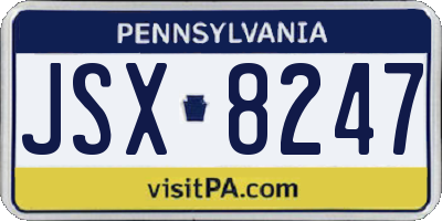 PA license plate JSX8247