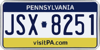 PA license plate JSX8251