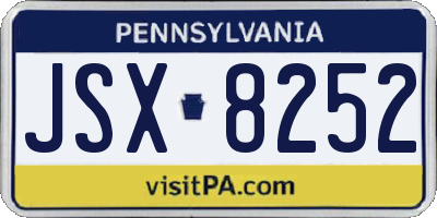 PA license plate JSX8252