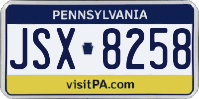 PA license plate JSX8258
