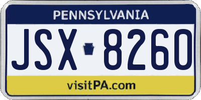 PA license plate JSX8260