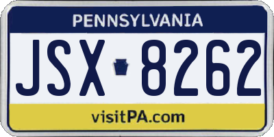 PA license plate JSX8262