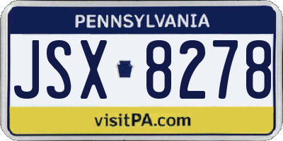 PA license plate JSX8278
