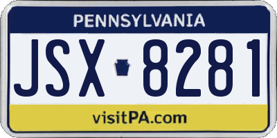 PA license plate JSX8281