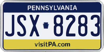 PA license plate JSX8283