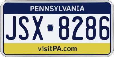 PA license plate JSX8286