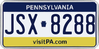 PA license plate JSX8288