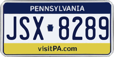 PA license plate JSX8289