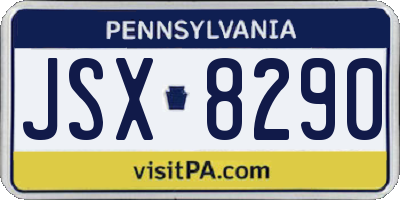 PA license plate JSX8290